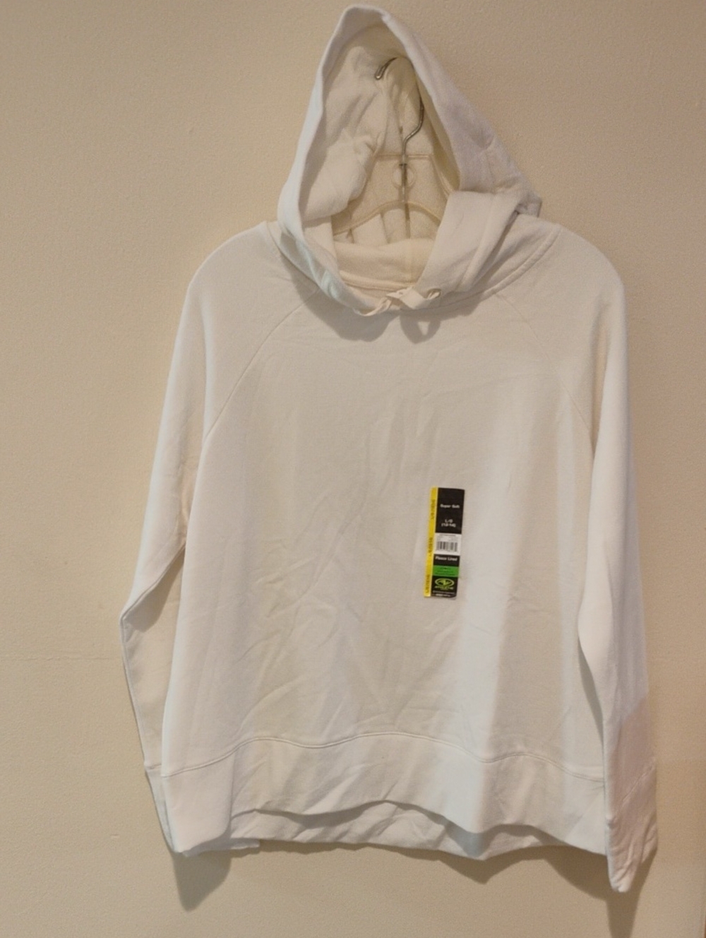 Athletic Works White Off-Shoulder Hooded Sweater